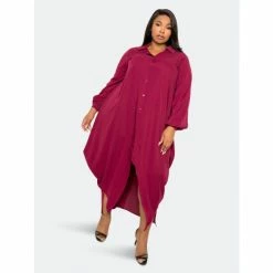 Buxom Couture Drapy Shirt Maxi Dress Dresses Wine -Nike Shop unnamed file 898