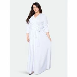 Buxom Couture Everyday Surplice Scuba Maxi Dress Dresses White