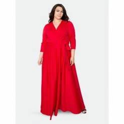 Buxom Couture Everyday Surplice Scuba Maxi Dress Dresses & Jumpsuits Red