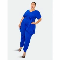 Buxom Couture Obi-Tie Harem Jumpsuit Jumpsuits & Rompers Royal
