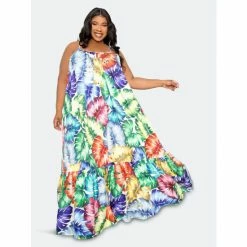 Buxom Couture Tropical Voluminous Maxi Dress Dresses Tropical Leaves