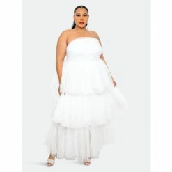 Buxom Couture Tiered Tulle Tube Dress Dresses White -Nike Shop unnamed file 960