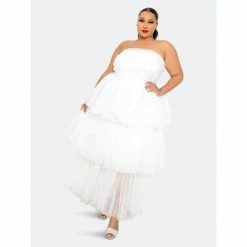 Buxom Couture Tiered Tulle Tube Dress Dresses White -Nike Shop unnamed file 961